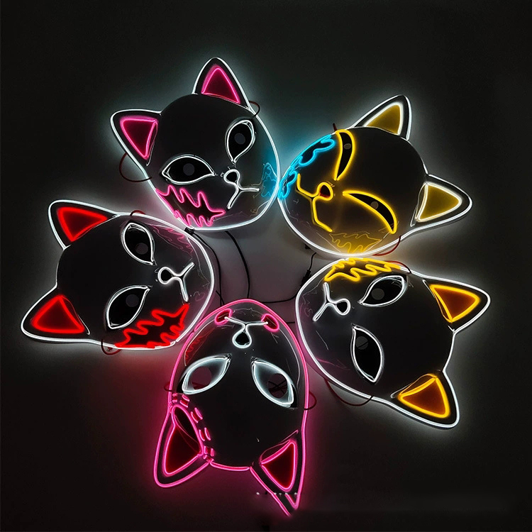 Led Purge Mask Halloween - Японская аниме-маска демона-лиса для косплея: Сабито,